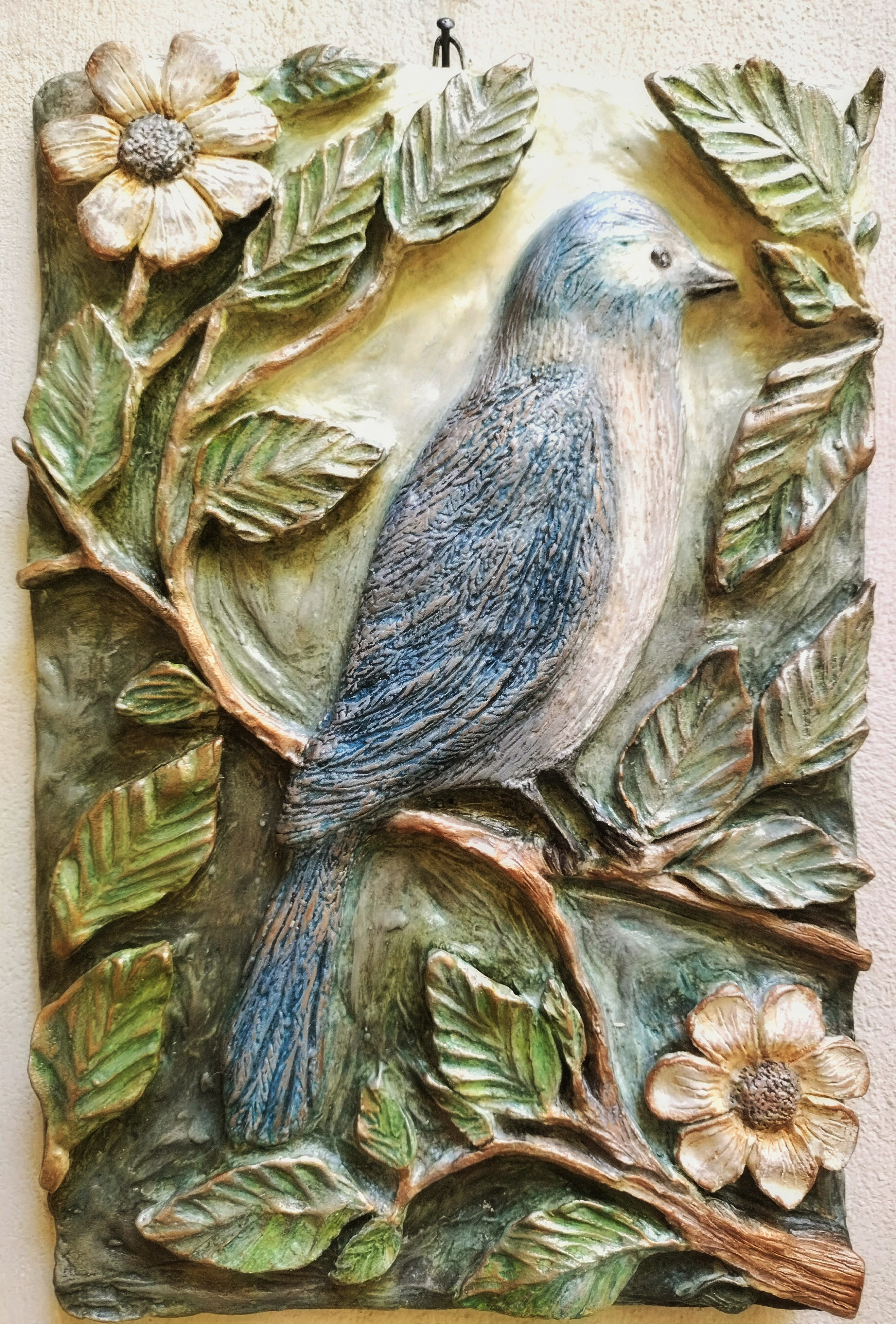 bird on the branch with flowers